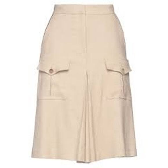 Eleventy Dresses & Skirts - Eleventy Platinum Beige Linen Pleated Knee Length A-Line Skirt Size 2